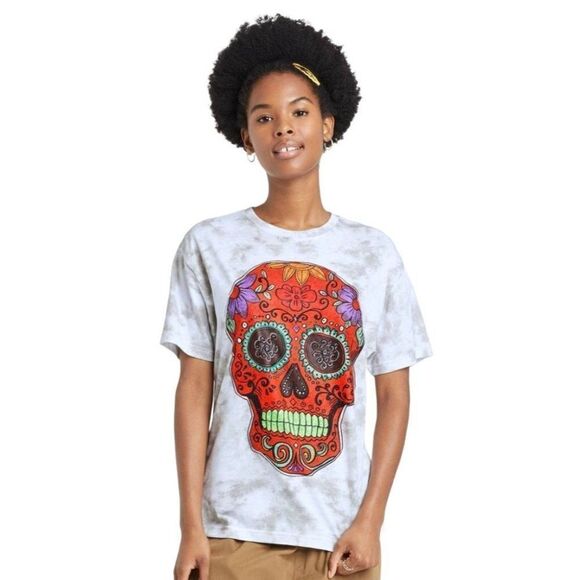 Fosforos Galileo Day Of The Dead Top Women's LARGE Dia De‎ Los Muertos Skull NEW - Picture 9 of 9